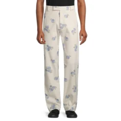 Relaxed-Fit Floral Pilled Cotton Pants