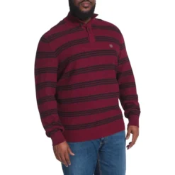 Mockneck Stripe Cotton Pullover