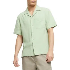 RIVER ISLAND ​Cotton-Linen Crepe Club-Collar Shirt