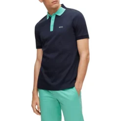 Boss Interlock Cotton Colourblock Polo Shirt