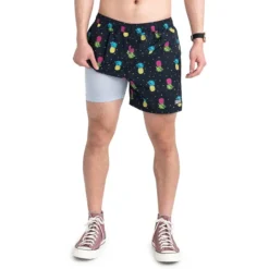SAXX UNDERWEAR Go Coastal 2N1 Pineapple Flip Volley Swim Shorts