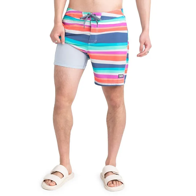 SAXX UNDERWEAR Betawave 2N1 Cutback Stripe Boardie Swim Shorts 1 SAXX UNDERWEAR Betawave 2N1 Cutback Stripe Boardie Swim Shorts