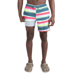 SAXX UNDERWEAR Oh Buoy 2N1 Cutback Stripe Volley Swim Shorts