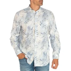 Guess Collins Linen-Blend Printed Sport Shirt