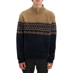 Quarter-Zip Chenille Bonded Polar Fleece Sweater