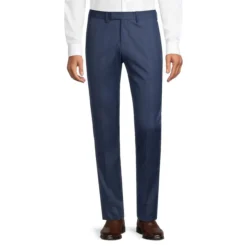 Slim-Fit Tapered Stretch Plaid Suit Pants