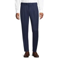 Slim-Fit Tapered Pleated Pinstripe Suit Pants