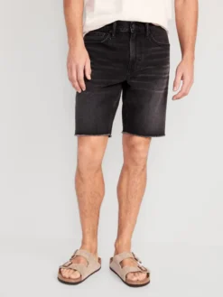 Old Navy Slim Built-In Flex Black Cut-Off Jean Shorts For Men -- 9.5-inch Inseam