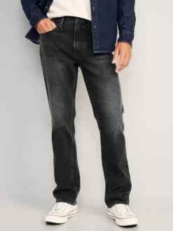 Old Navy 90s Straight Built-In Flex Black Jeans For Men