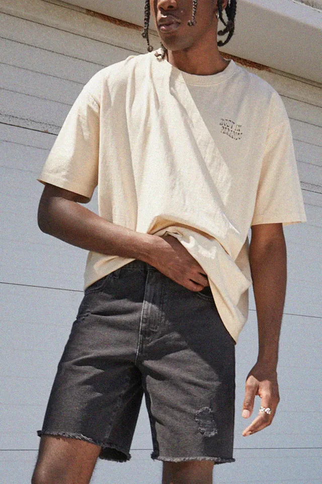 Ardene Man Distressed Denim Shorts In Black | Size | Cotton 1 Ardene Man Distressed Denim Shorts In Black | Size | Cotton