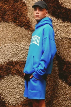 Ardene Man Solid Sweatshorts In Med. Blue | Size | Polyester/Cotton | Fleece-Lined